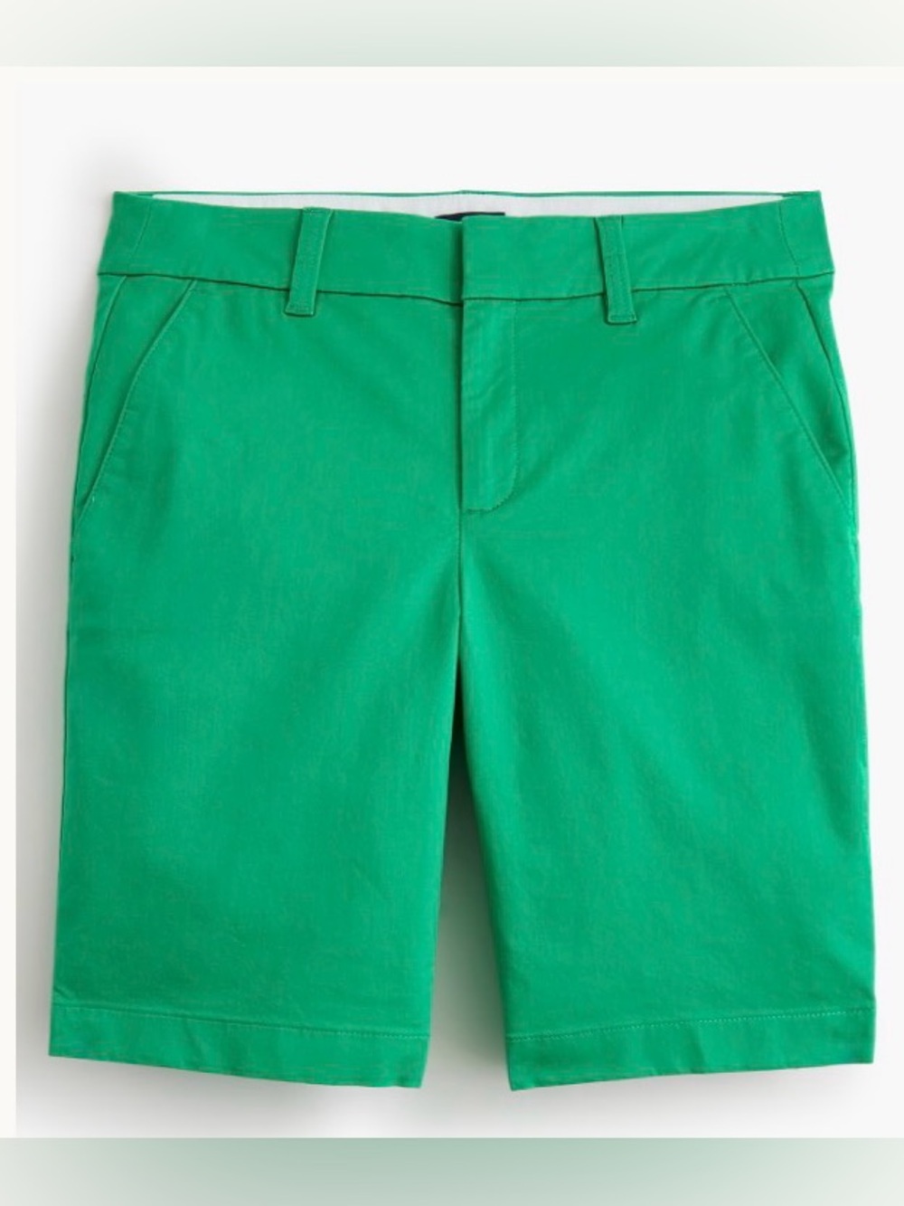 NWT, J Crew 9" Frankie Bermuda Cotton Chino Shorts, Teal Green, Size 14 - Picture 2 of 9
